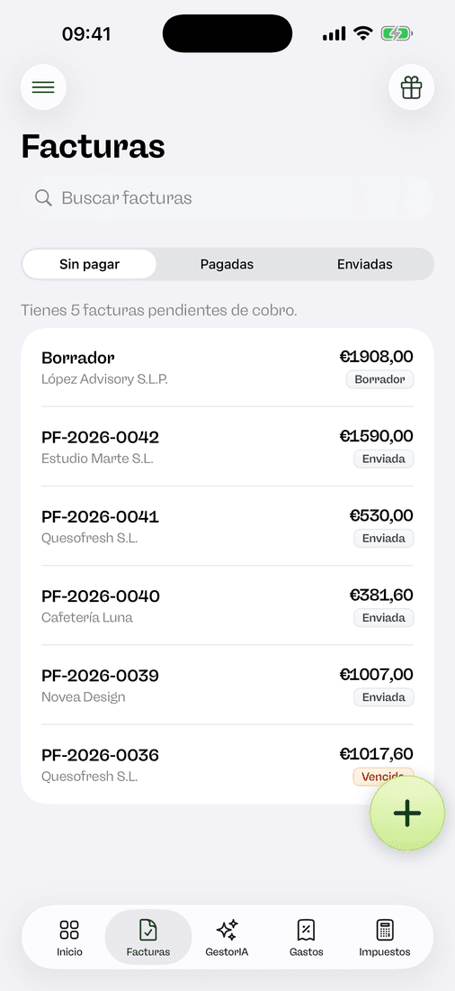 Facturas y borradores