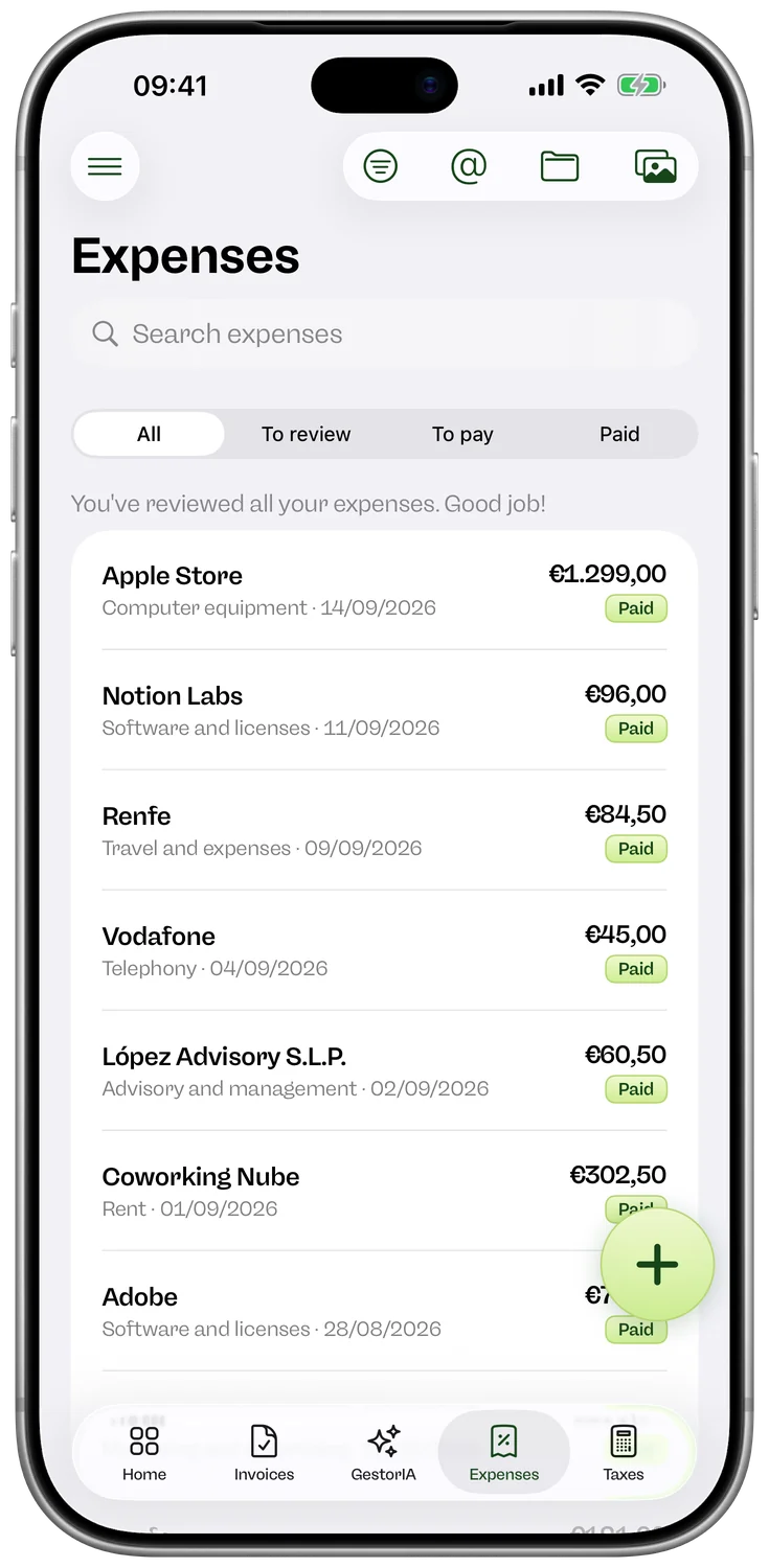 Expenses on iPhone
