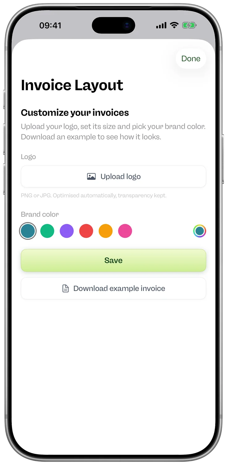 Invoice layout on iPhone
